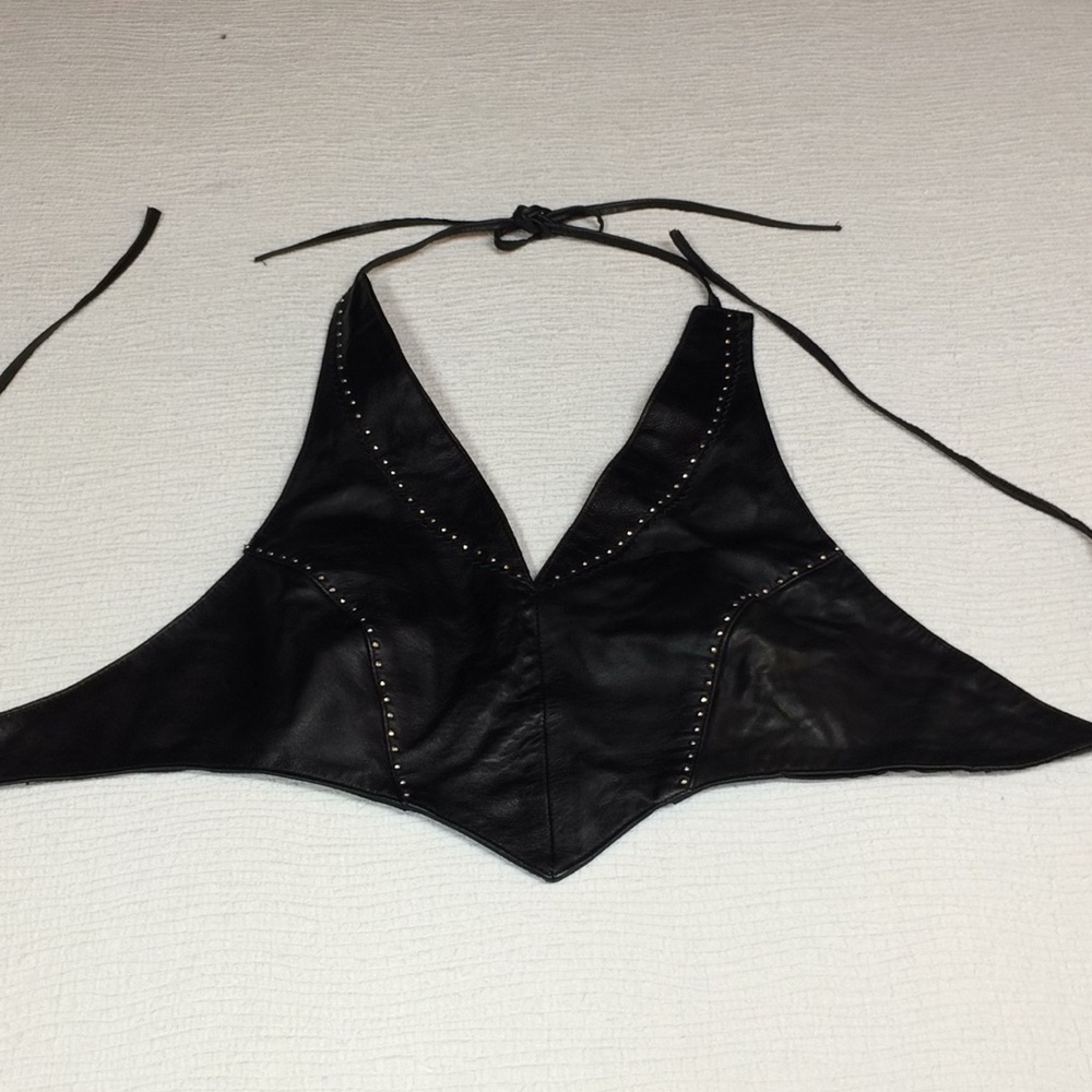 Black Studded Halter Crop Top - Women Tops